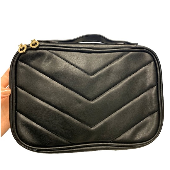 Black Travel Jewelry Organizer Portable Pleather Faux Leather Case - Picture 9 of 14